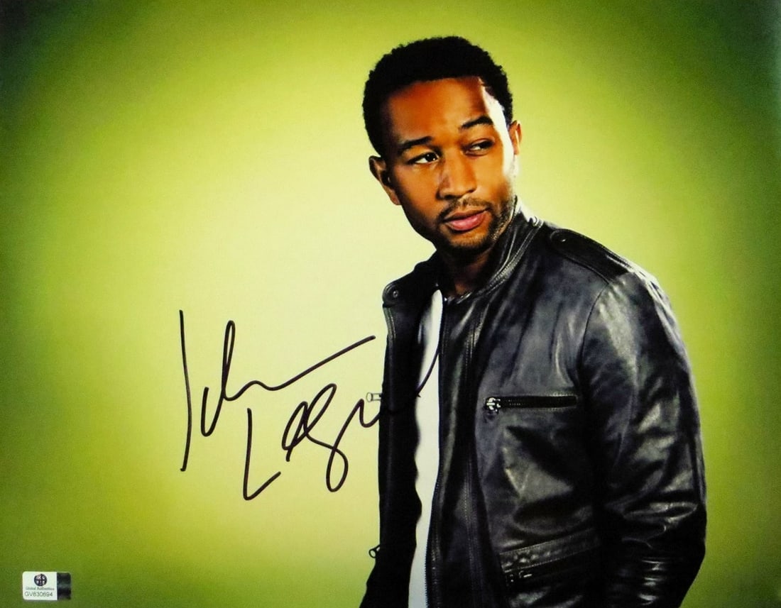John Legend Autographed 11x14 Photo Classic Leather Jacket GAI Authenticated (1 of 2)
