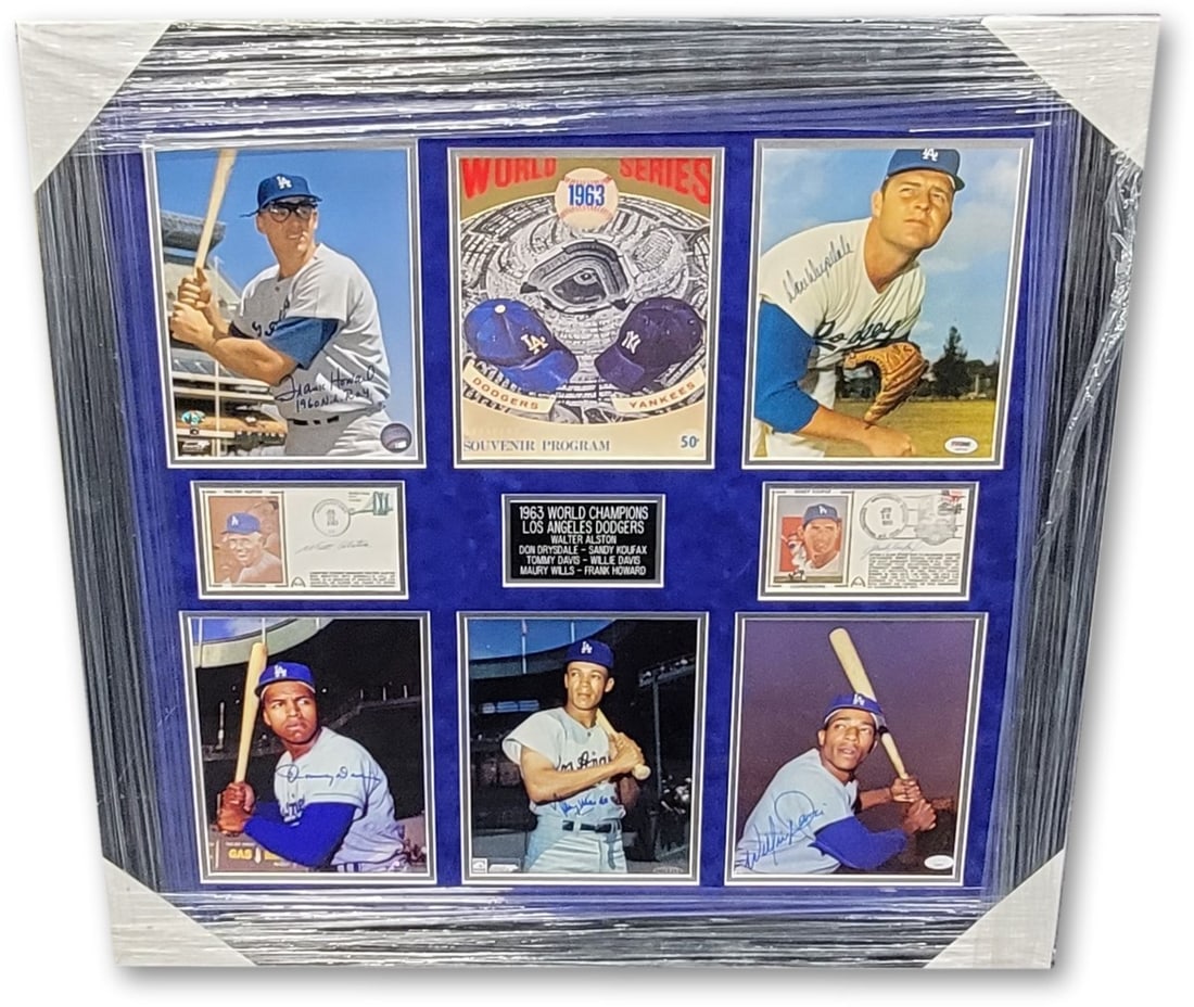 1963 Dodgers Framed Autographed Collage Koufax Drysdale Alston Hall of Fame (1 of 6)