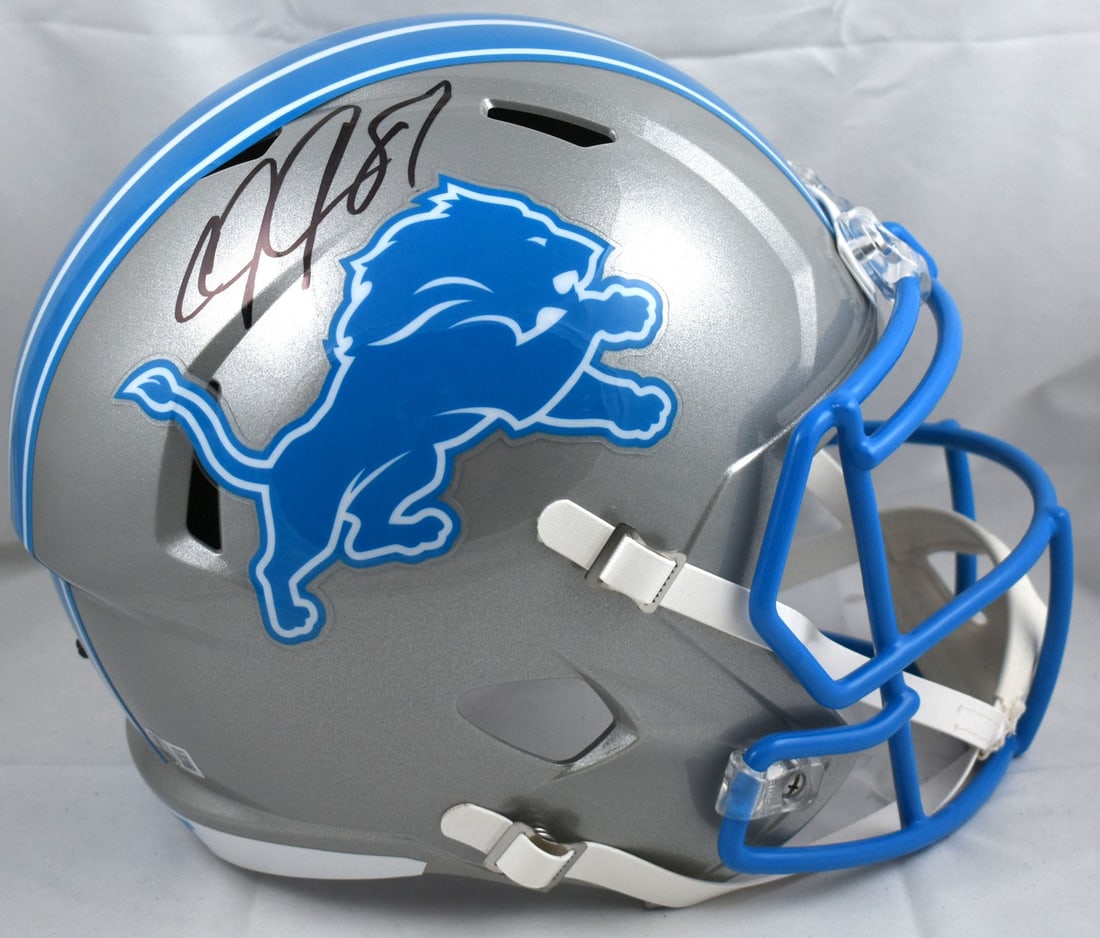 Calvin Johnson Signed Detroit Lions 2024 Speed Helmet Beckett Holo: Calvin Johnson Signed Detroit Lions 2024 Speed Helmet Beckett Holo This is a full-size 2024 Speed Helmet autographed by Calvin Johnson, the legendary wide receiver of the Detroit Lions. This authentic
