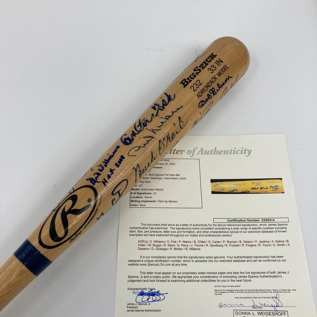 Hall Of Fame Multi Signed Rawlings Bat 25 Autographs JSA COA (1 of 14)