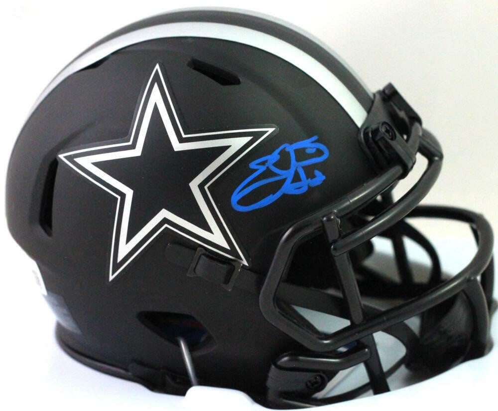 Emmitt Smith Signed Dallas Cowboys Mini Helmet Beckett Authenticated: Emmitt Smith Signed Dallas Cowboys Mini Helmet Beckett Authenticated This is an original Emmitt Smith autographed mini helmet from the Dallas Cowboys, featuring the Eclipse Speed design. The helmet is