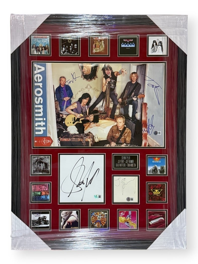 Aerosmith Framed Signed Photo with Steven Tyler Joe Perry Beckett Authenticated (1 of 4)