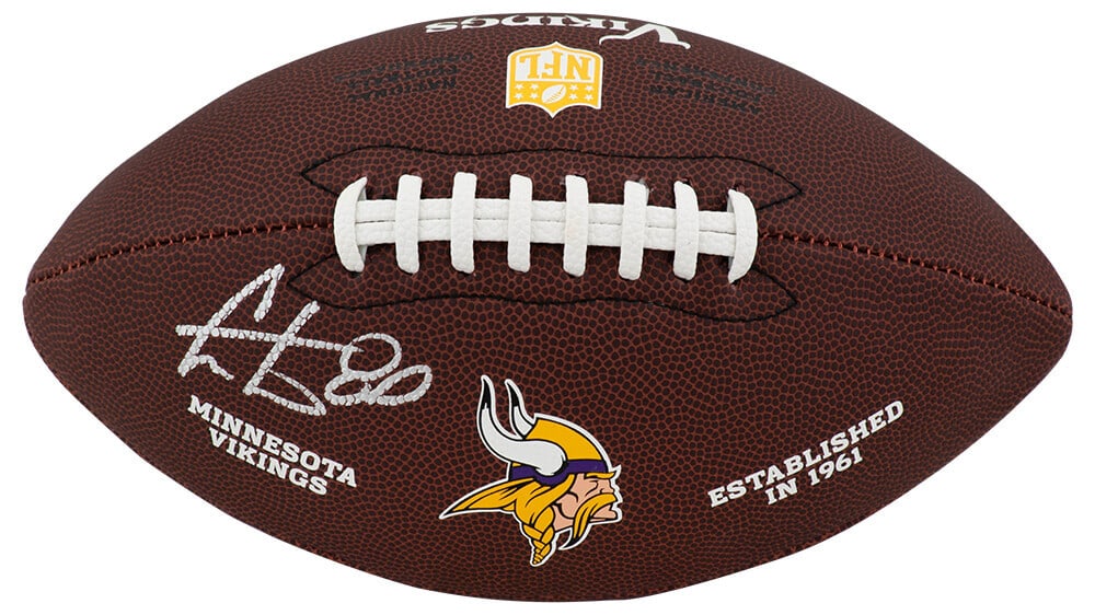 Cris Carter Autographed Minnesota Vikings Wilson Football with COA: Cris Carter Autographed Minnesota Vikings Wilson Football with COA This is a full-size logo football signed by Cris Carter, a legendary player of the Minnesota Vikings. The football features the team'