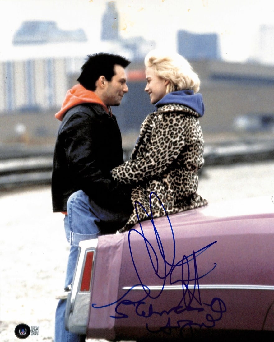 True Romance Signed 11x14 Photo by Slater & Arquette Beckett Authenticated: True Romance Signed 11x14 Photo by Slater & Arquette Beckett Authenticated This exquisite 11x14 color photograph features the signatures of Christian Slater and Patricia Arquette, the stars of the ico