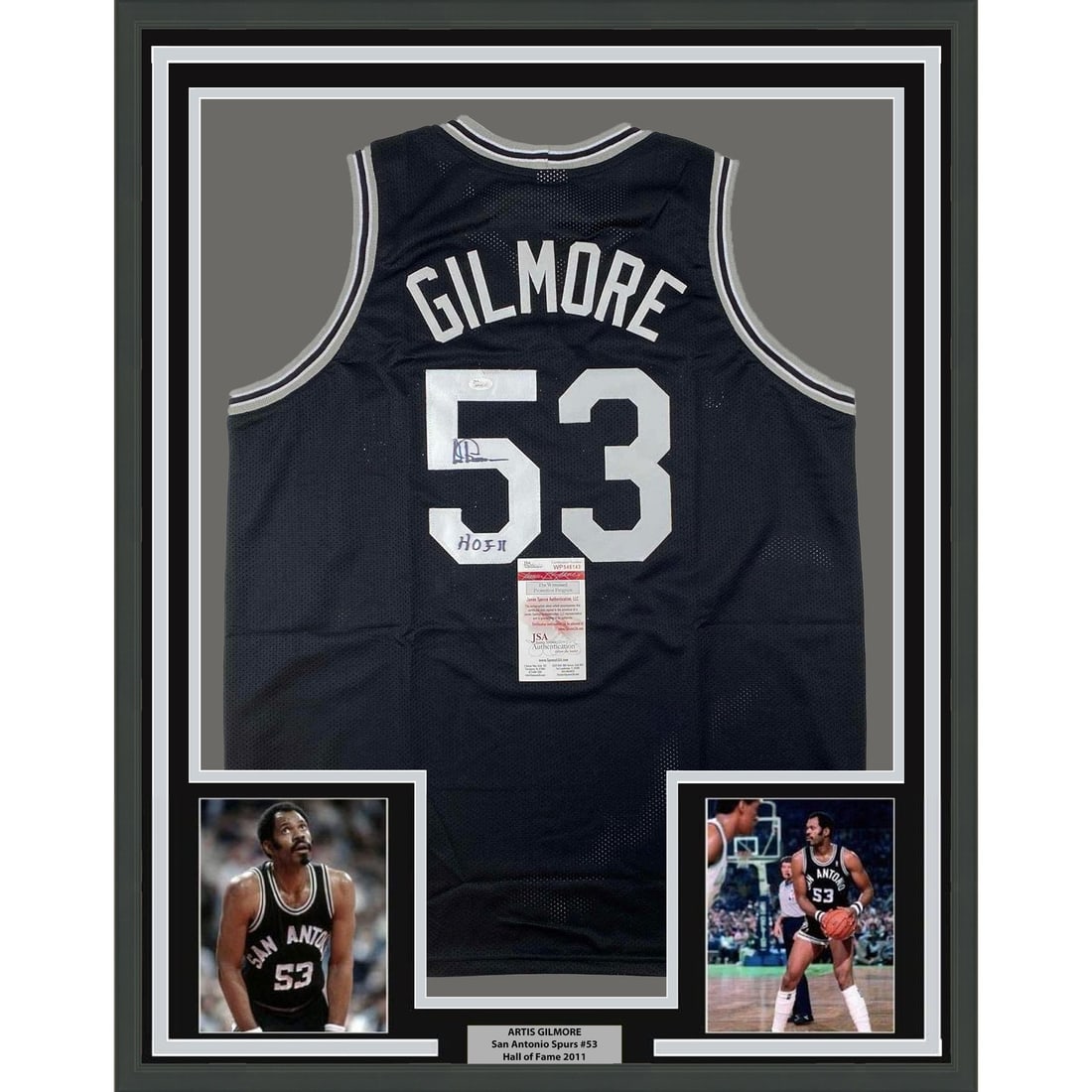 Framed Autographed Artis Gilmore Black Jersey JSA COA NBA HOF: Framed Autographed Artis Gilmore Black Jersey JSA COA NBA HOF This professionally framed and autographed Artis Gilmore jersey celebrates the Hall of Fame career of the NBA legend. Featuring his number