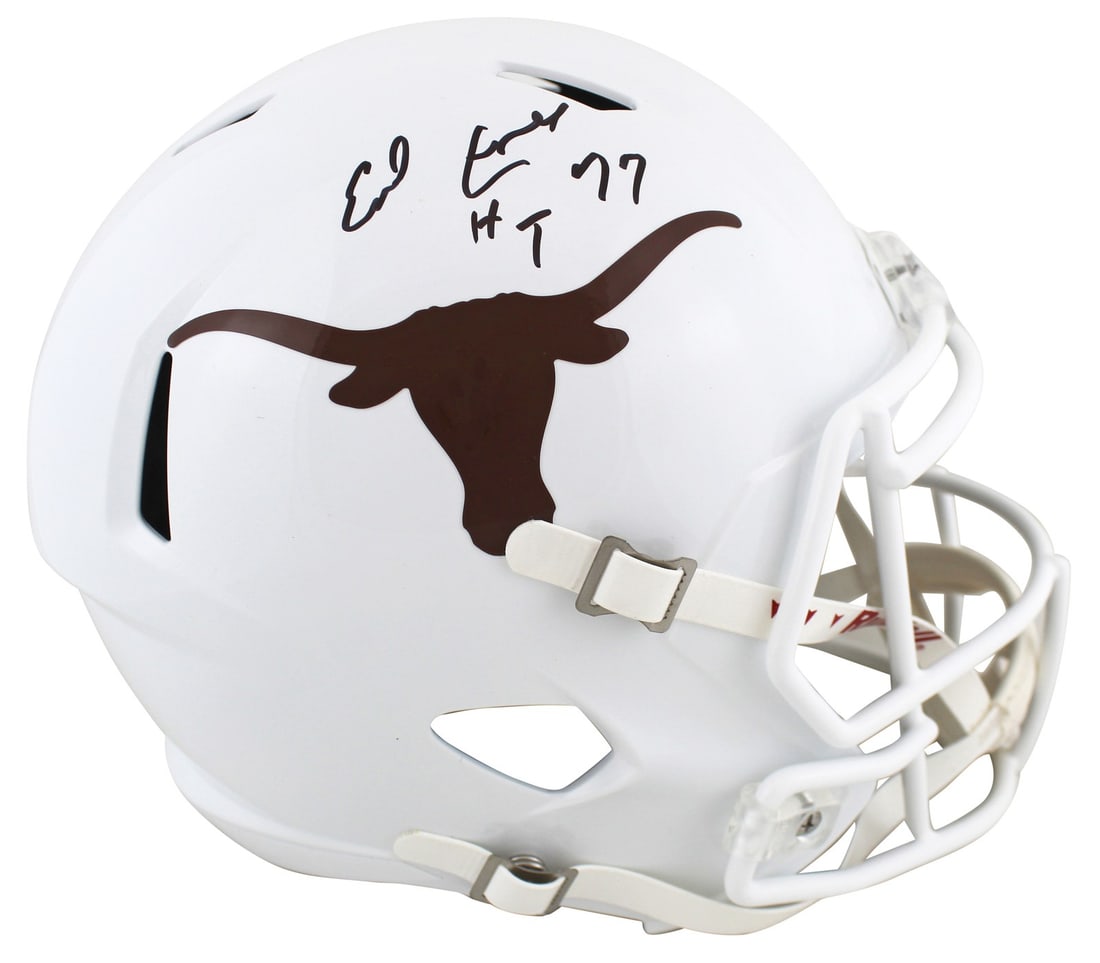 Earl Campbell Signed Texas Longhorns Full Size Helmet HT 77 BAS Authenticated: Earl Campbell Signed Texas Longhorns Full Size Helmet HT 77 BAS Authenticated This authentic full-size Speed Rep helmet celebrates Earl Campbell, a legendary player of the Texas Longhorns football tea