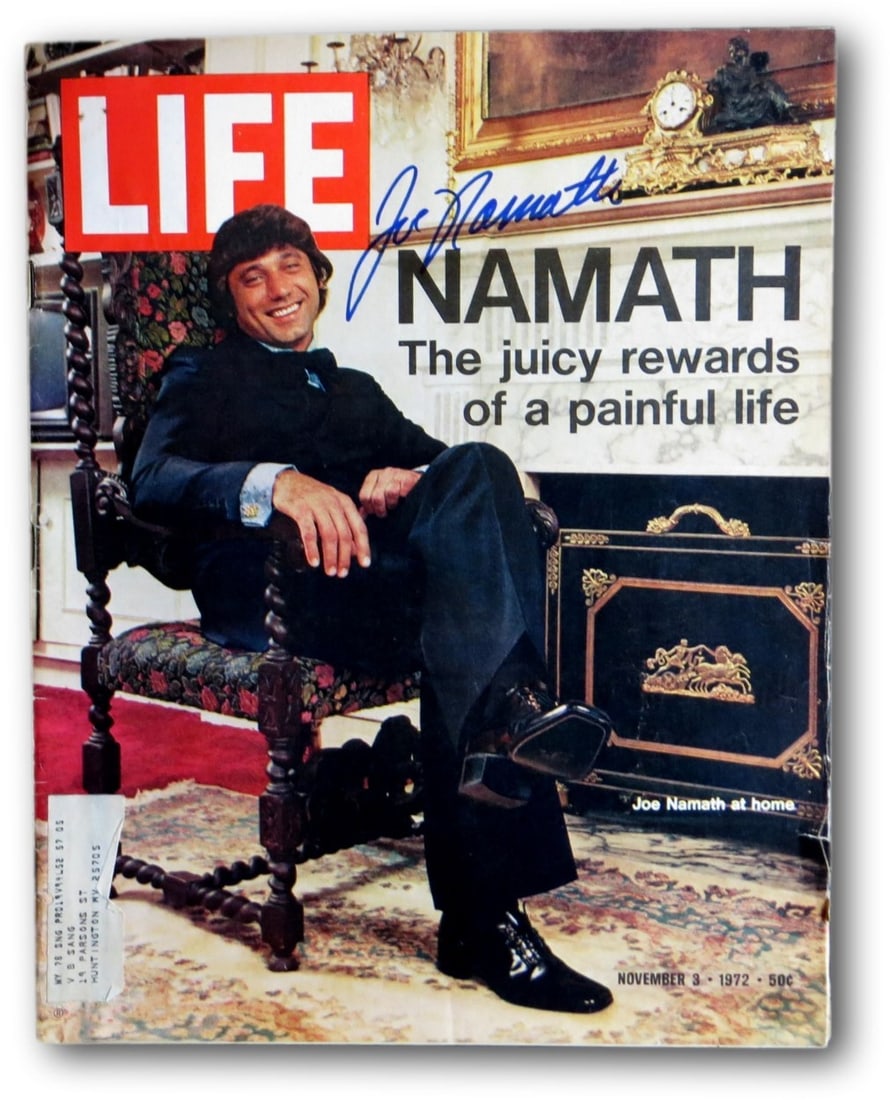 Joe Namath Signed LIFE Magazine 11/3/72 New York Jets JSA Authenticated: Joe Namath Signed LIFE Magazine 11/3/72 New York Jets JSA Authenticated This is an original LIFE Magazine from November 3, 1972, featuring the legendary Joe Namath of the New York Jets. The magazine i
