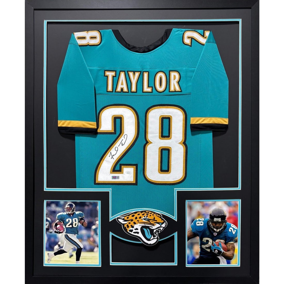 Fred Taylor Signed Jaguars Jersey Framed JSA Certified Autograph: Fred Taylor Signed Jaguars Jersey Framed JSA Certified Autograph This is a framed autographed jersey of Fred Taylor, featuring the Jacksonville Jaguars logo. Authenticated by JSA, a leading authority