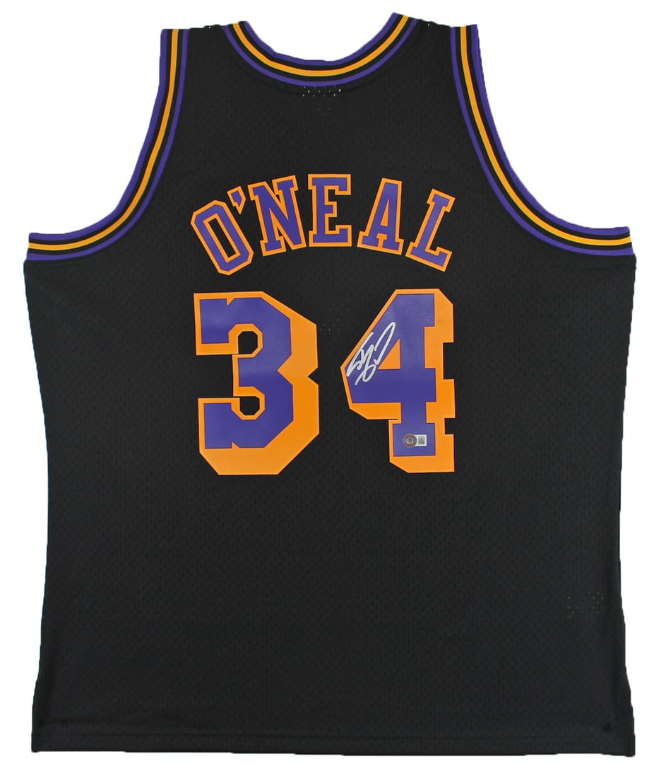 Shaquille O'Neal Autographed Lakers Black Swingman Jersey BAS Witness: Shaquille O'Neal Autographed Lakers Black Swingman Jersey BAS Witness This autographed black Mitchell & Ness 1996-97 Hardwood Classics Swingman Jersey has been personally signed by Shaquille O'Neal of