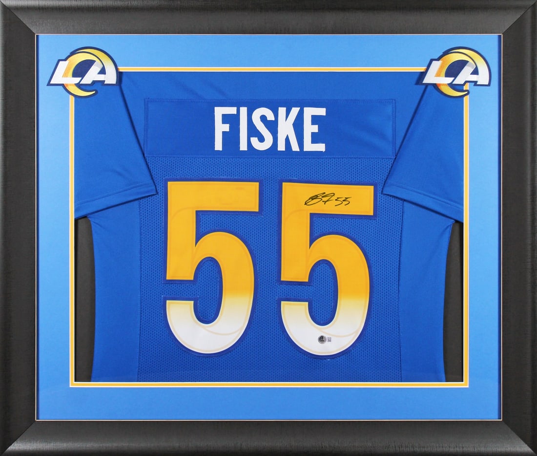 Braden Fiske Signed Los Angeles Rams Framed Jersey BAS Witnessed (1 of 2)