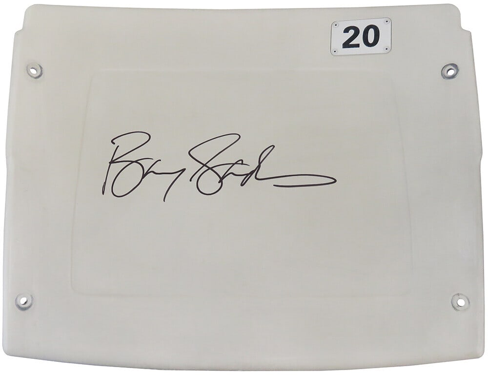 Barry Sanders Signed Detroit Lions Silverdome Stadium Seatback with COA: Barry Sanders Signed Detroit Lions Silverdome Stadium Seatback with COA Own a piece of NFL history with this authentic signed Detroit Silverdome white #20 stadium seatback by legendary player Barry Sa