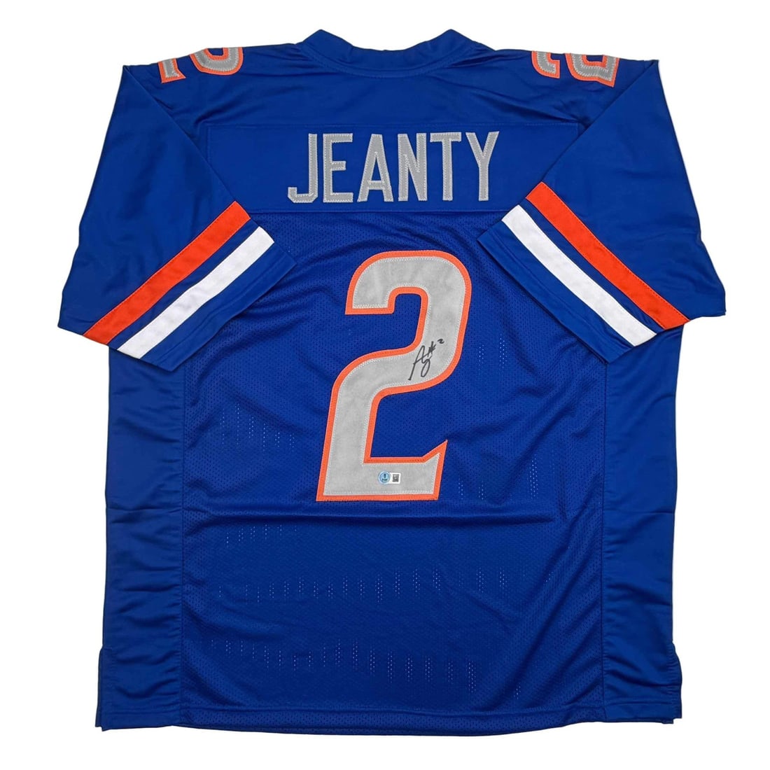 Ashton Jeanty Autographed Boise State College Jersey Beckett COA: Ashton Jeanty Autographed Boise State College Jersey Beckett COA Celebrate your fandom with this autographed Ashton Jeanty Boise State Blue College Jersey. This original custom jersey features the nam