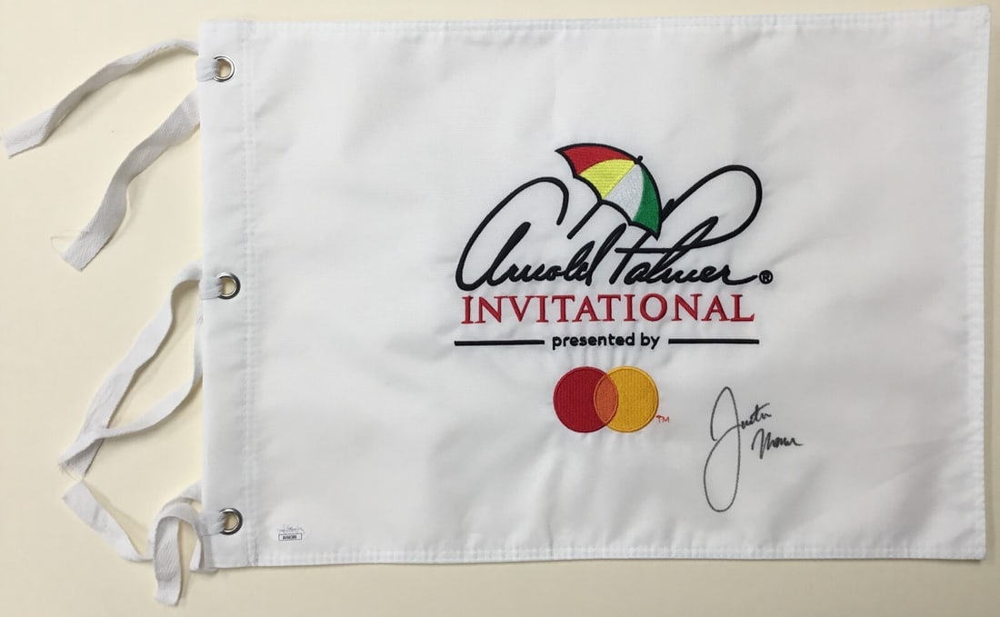 Justin Thomas Signed Arnold Palmer Invitational Flag JSA Authenticated: Justin Thomas Signed Arnold Palmer Invitational Flag JSA Authenticated This officially licensed Arnold Palmer Invitational pin flag features the signature of PGA star Justin Thomas, making it a must-h