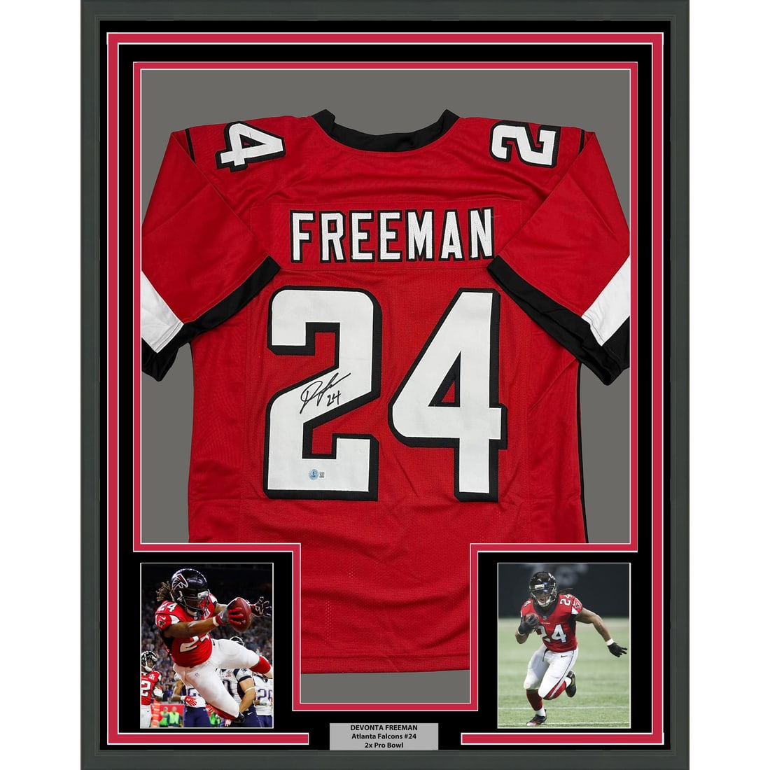 Devonta Freeman Signed Atlanta Falcons Jersey Framed 35x39 Beckett Authenticated (1 of 2)