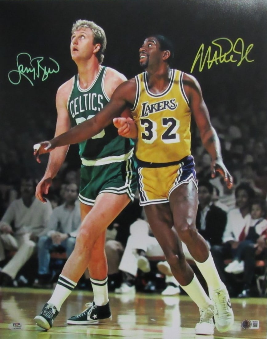 Larry Bird Magic Johnson Dual-Signed 16x20 Photo PSA BAS Authenticated (1 of 5)
