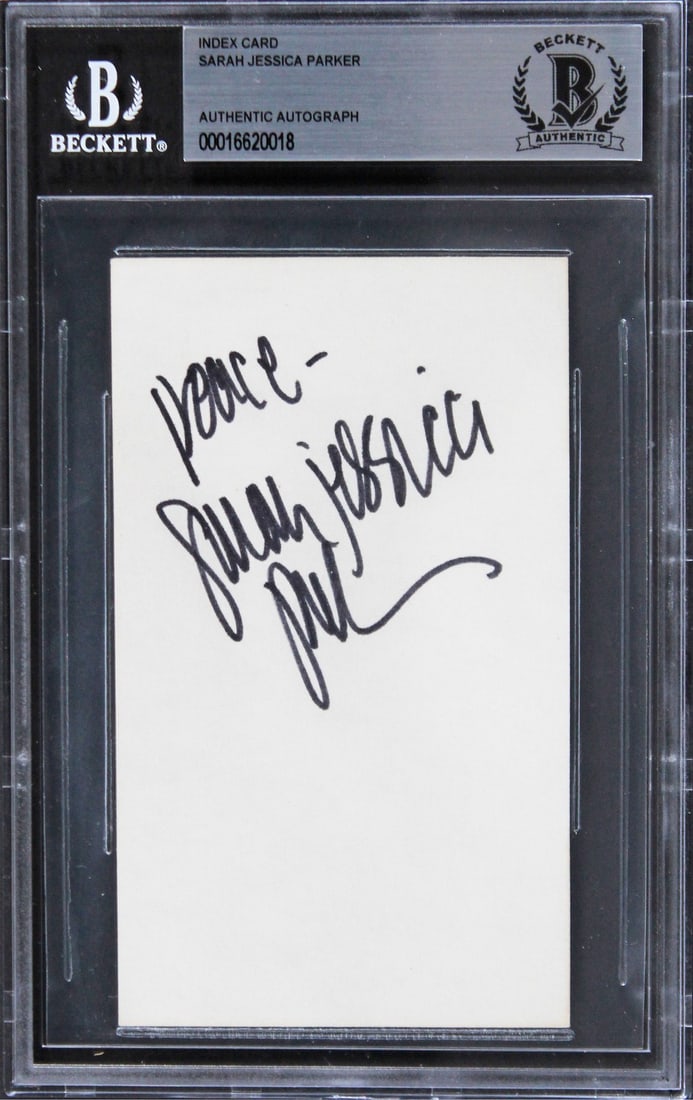 Sarah Jessica Parker Signed 3x5 Index Card Peace Sex And The City Beckett Authenticated (1 of 2)