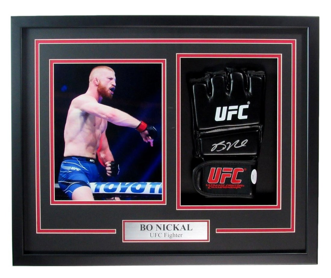 Bo Nickal Signed UFC Fight Glove Framed 21x17 JSA Certified (1 of 4)