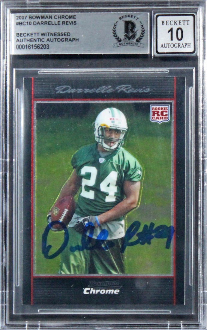 Darrelle Revis Signed 2007 Bowman Chrome RC Card Gem Mint 10 BAS (1 of 2)