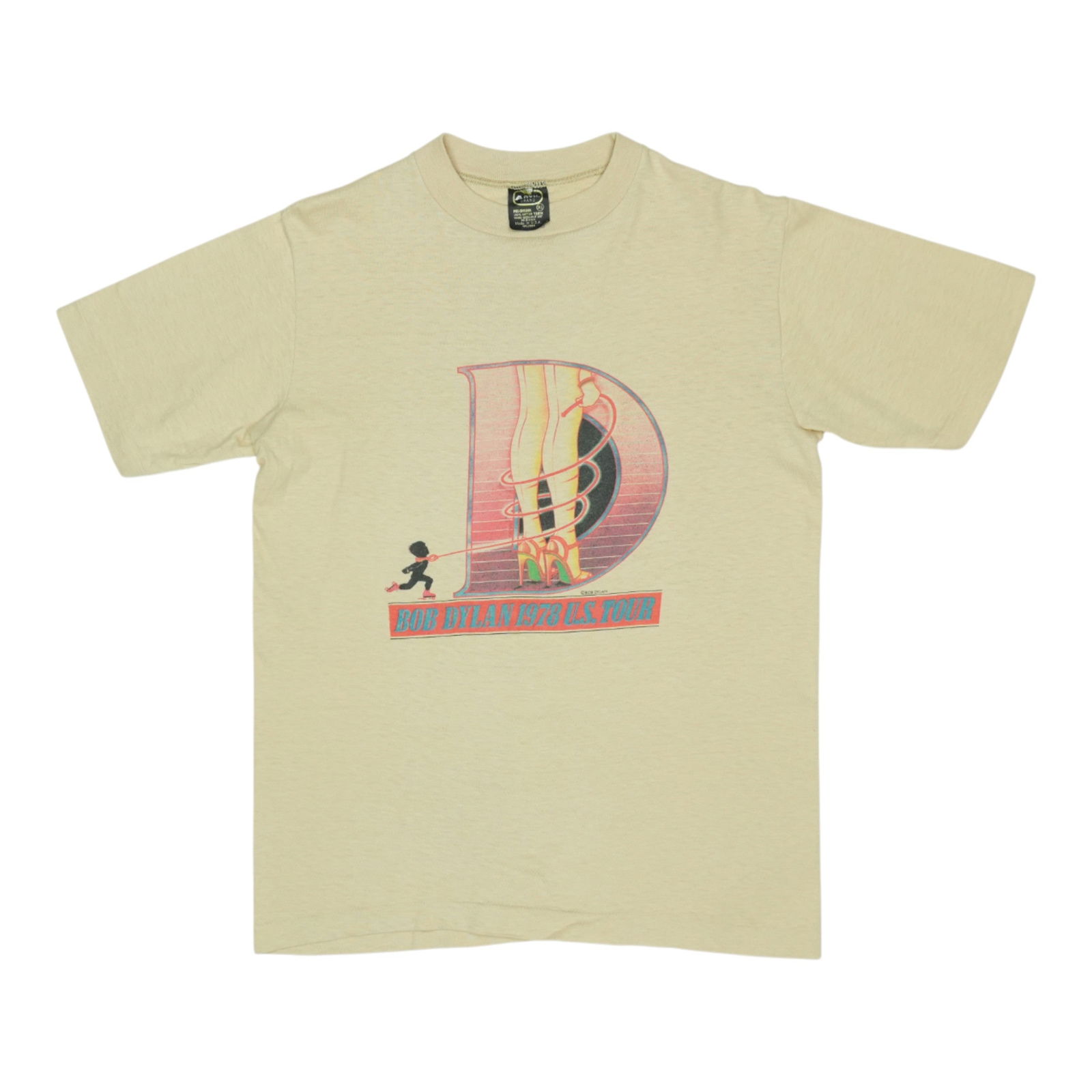 Vintage 1978 Bob Dylan Tan Cotton US Tour Concert T Shirt (1 of 4)