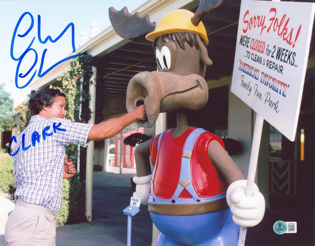 Chevy Chase Signed 11x14 Clark Photo National Lampoon's Vacation BAS Authenticated: Chevy Chase Signed 11x14 Clark Photo National Lampoon's Vacation BAS Authenticated This striking 11x14 photograph features the beloved character "Clark" from National Lampoon's Vacation, personally si