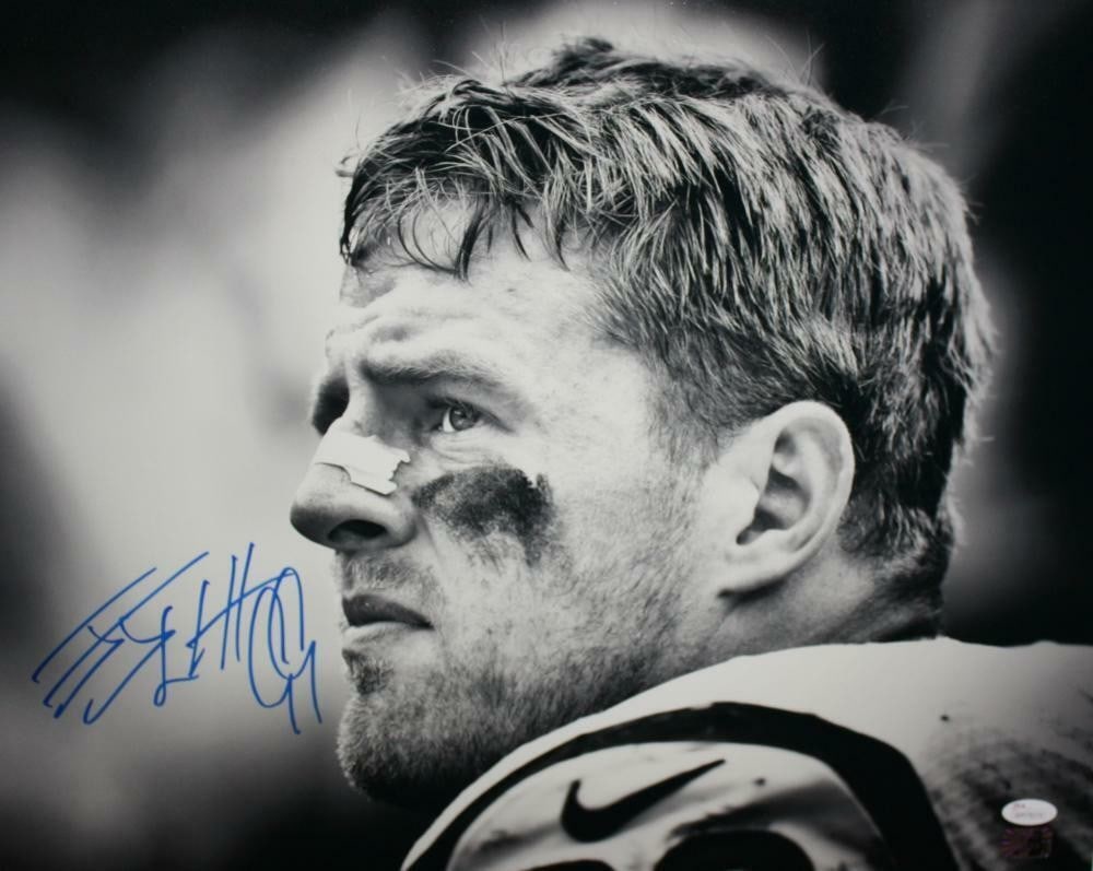 JJ Watt Autographed Houston Texans 16x20 B&W Photo JSA Authenticated: JJ Watt Autographed Houston Texans 16x20 B&W Photo JSA Authenticated This striking black and white close-up photo features JJ Watt, a prominent player of the Houston Texans, showcasing his intensity o