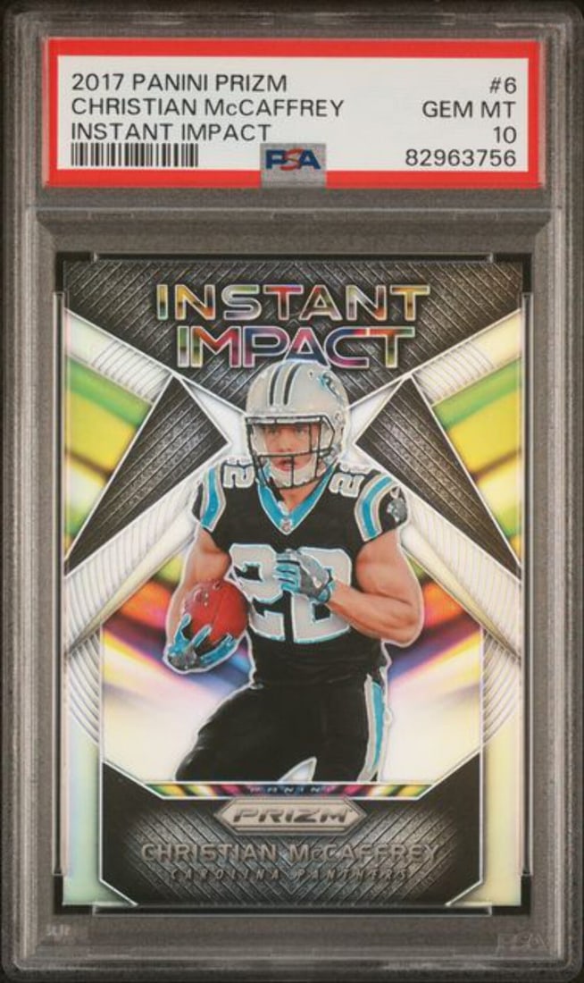 2017 Prizm Christian McCaffrey #6 Instant Impact RC Football Card PSA 10 (1 of 2)