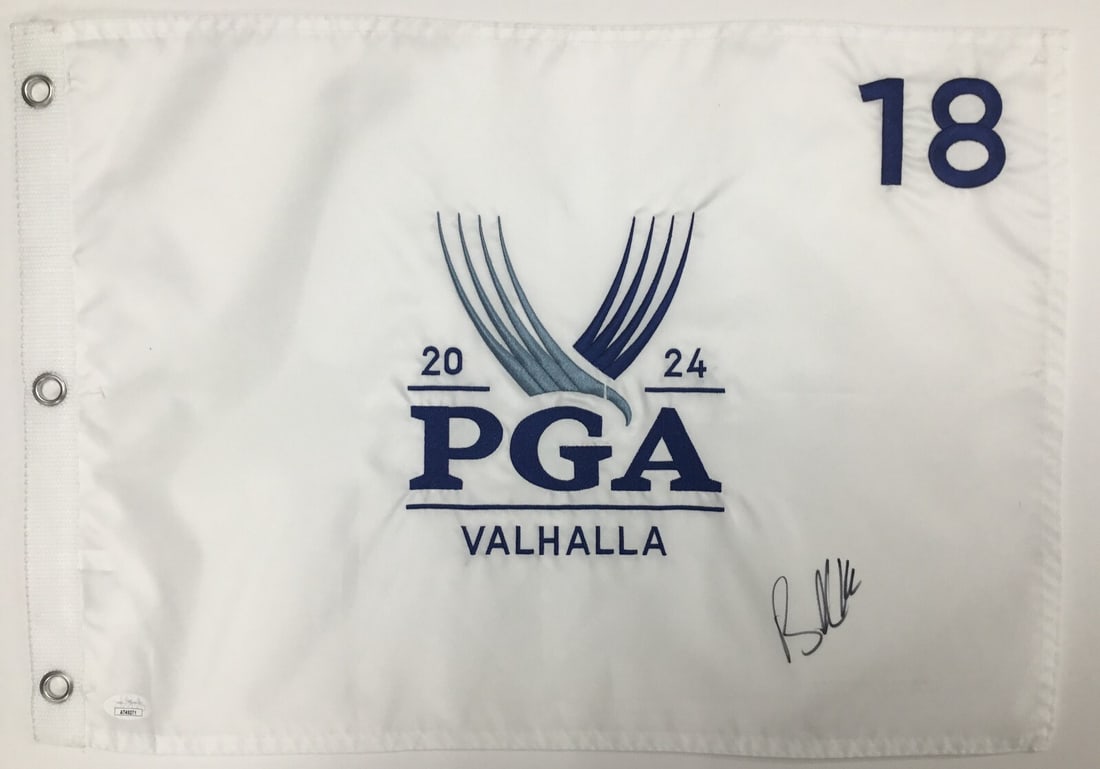 Brooks Koepka Signed 2024 PGA Valhalla #18 Pin Flag JSA AT49271: Brooks Koepka Signed 2024 PGA Valhalla #18 Pin Flag JSA AT49271 Celebrate the sport of golf with this official 2024 PGA Valhalla #18 pin flag, beautifully signed by Brooks Koepka. This original item c