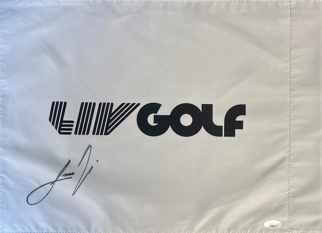 Joaquin Niemann Signed LIV Golf Flag 2020 Masters JSA AK80822: Joaquin Niemann Signed LIV Golf Flag 2020 Masters JSA AK80822 This is an original signed pin flag from the LIV Golf tournament, featuring the autograph of professional golfer Joaquin Niemann. The flag