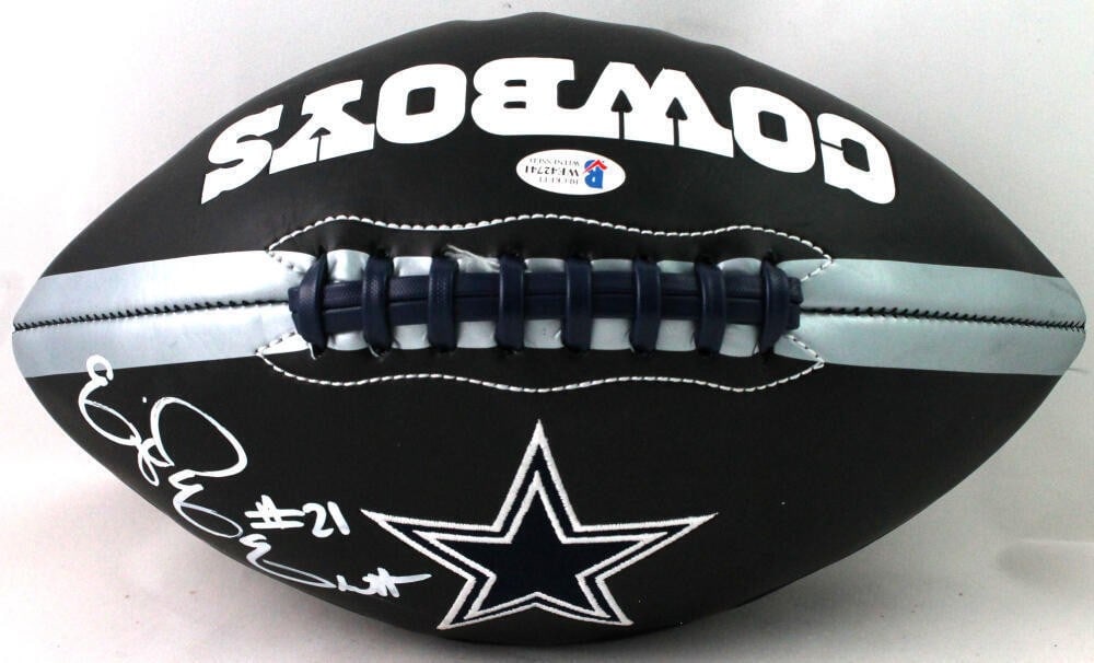 Ezekiel Elliott Signed Dallas Cowboys Black Logo Football Beckett Authenticated: Ezekiel Elliott Signed Dallas Cowboys Black Logo Football Beckett Authenticated This is an original black logo football autographed by Ezekiel Elliott, the talented running back for the Dallas Cowboys