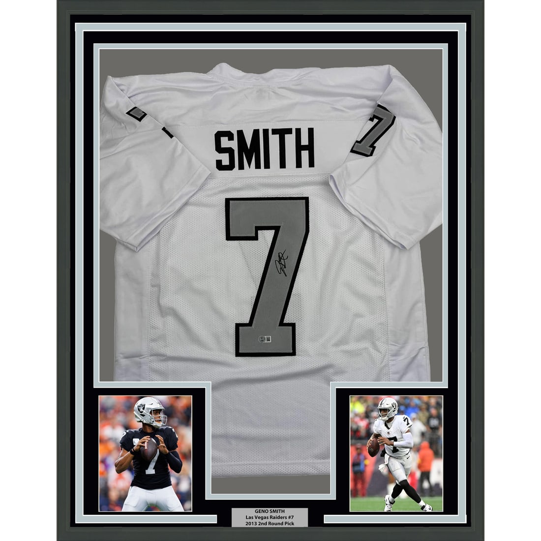 Geno Smith Signed Oakland Raiders Jersey Framed 35x39 Beckett Authenticated (1 of 2)