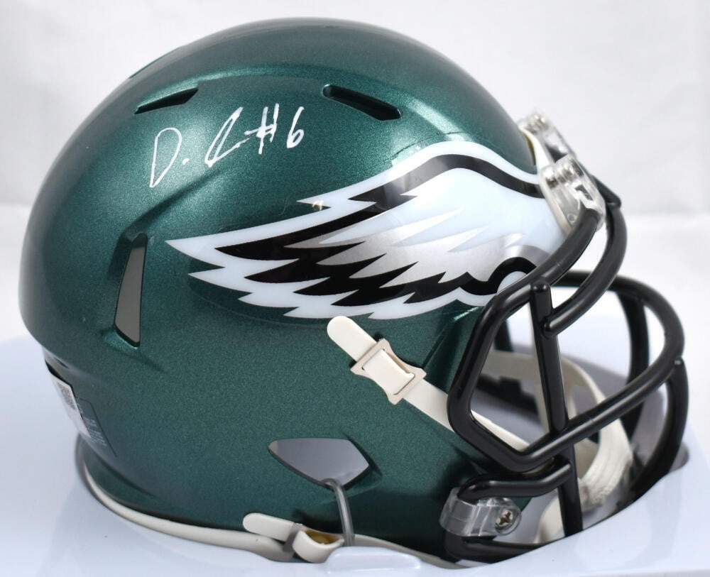 Devonta Smith Autographed Mini Helmet Philadelphia Eagles Fanatics Authentic: Devonta Smith Autographed Mini Helmet Philadelphia Eagles Fanatics Authentic This Philadelphia Eagles Speed Mini Helmet is autographed by player Devonta Smith, making it a must-have collectible for fa