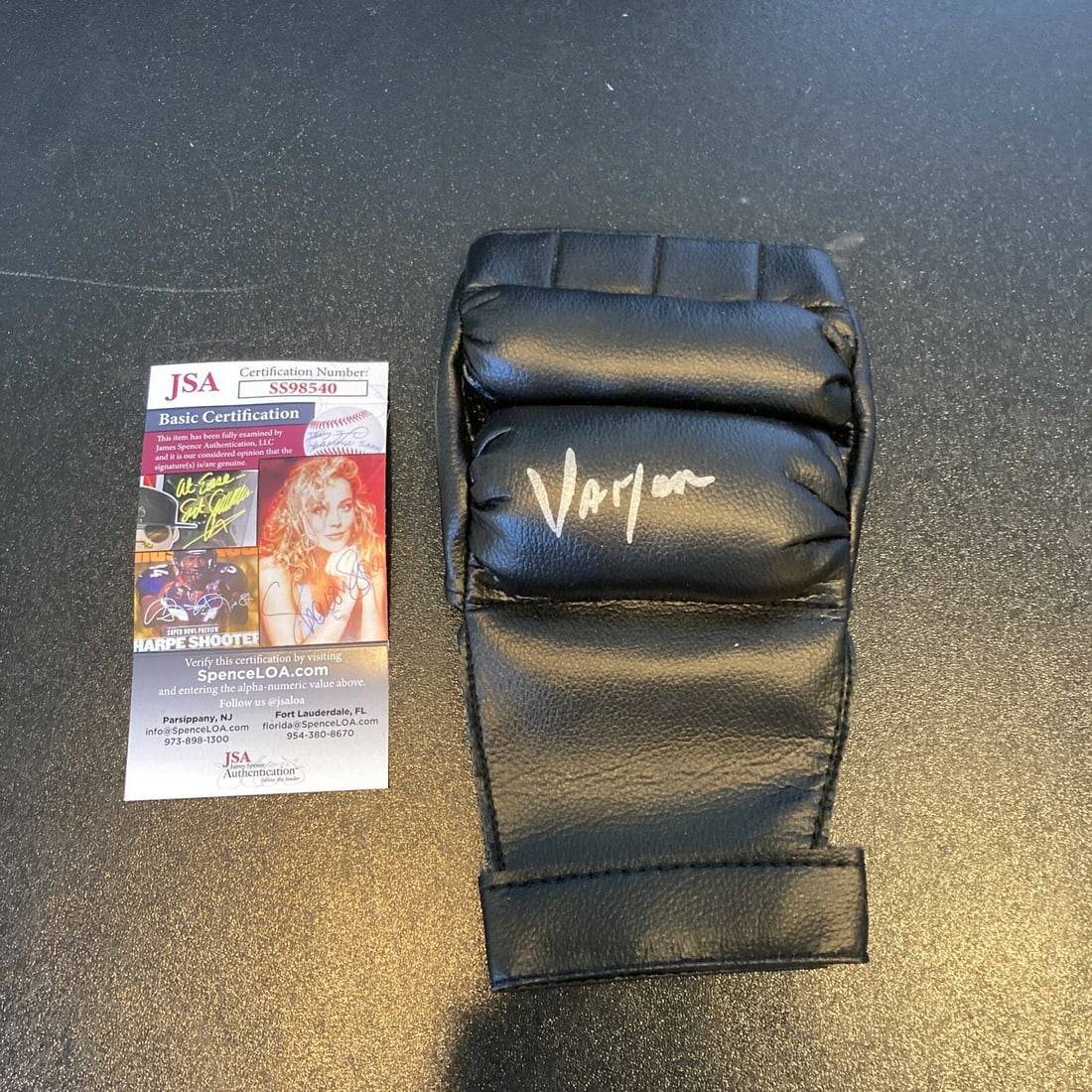 Wrestling Glove Autographed by Big Van Vader JSA Certified: Wrestling Glove Autographed by Big Van Vader JSA Certified This is an original wrestling glove autographed by Big Van Vader. The glove comes with a JSA Certificate of Authenticity and is associated wi
