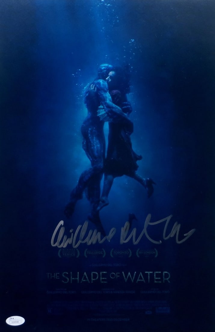 Guillermo Del Toro 12x18 Autographed Photo The Shape of Water JSA Certified: Guillermo Del Toro 12x18 Autographed Photo The Shape of Water JSA Certified This stunning 12X18 photograph features the iconic Guillermo Del Toro, renowned director of 'The Shape of Water.' Signed by