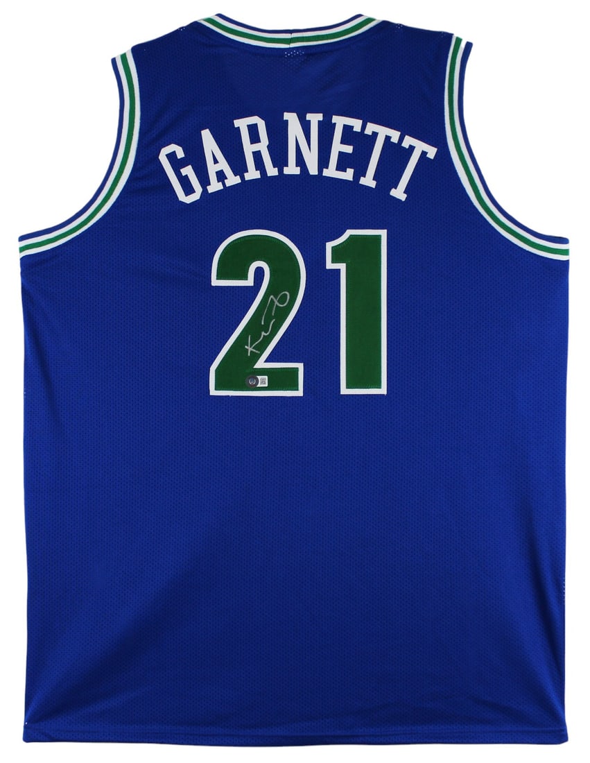Kevin Garnett Signed Blue Throwback Jersey BAS Witnessed Minnesota Timberwolves (1 of 3)