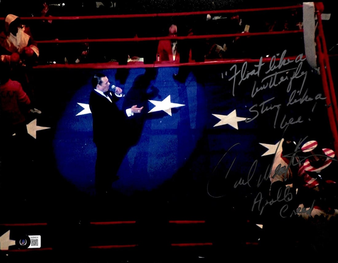 Carl Weathers Apollo Creed 11x14 Signed Photo Beckett Certified: Carl Weathers Apollo Creed 11x14 Signed Photo Beckett Certified This stunning 11x14 photograph captures Carl Weathers as "Apollo Creed" from the iconic movie Rocky. The photo is signed in silver perma