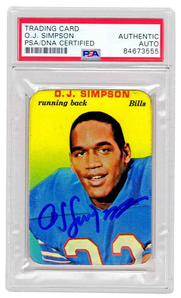 O.J. Simpson Autographed 1970 Topps Rookie Card #22 PSA 7 (1 of 2)