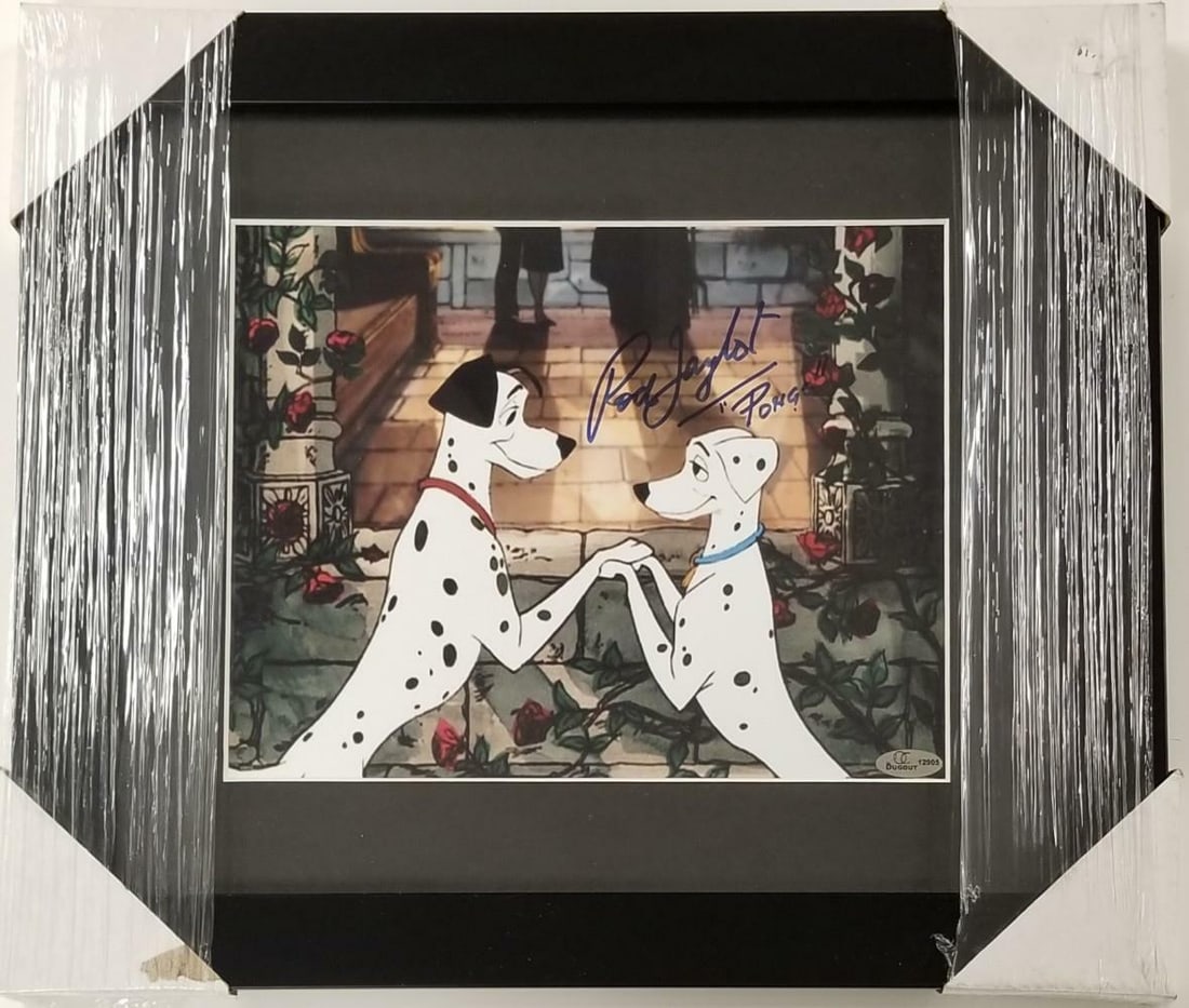 Rod Taylor Signed 101 Dalmatians Pongo Photo Framed PSA/DNA: Rod Taylor Signed 101 Dalmatians Pongo Photo Framed PSA/DNA This is a framed 8x10 photograph featuring Pongo from Disney's 101 Dalmatians, signed by Rod Taylor. The item is an original photograph and