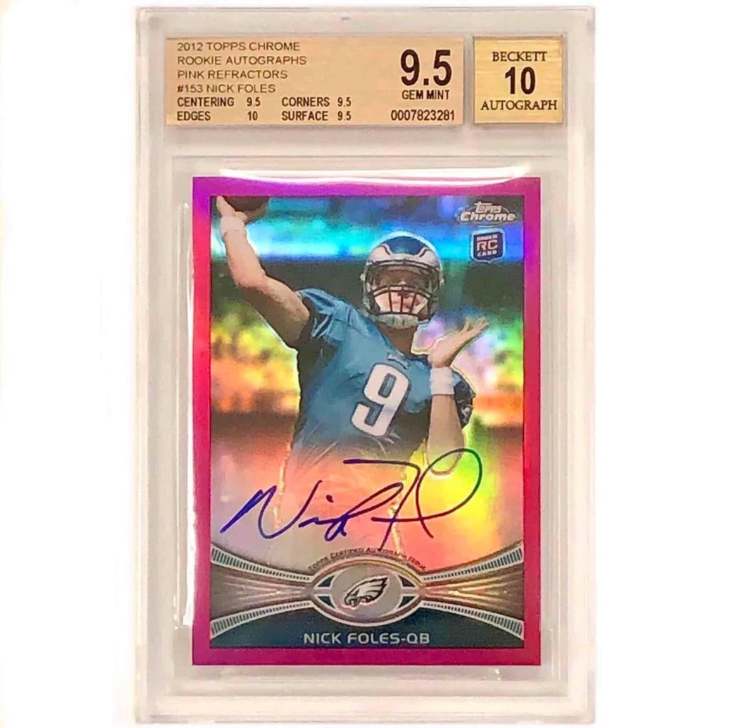 2012 Topps Chrome Nick Foles Autographed Pink Refractor /75 BGS 9.5 Auto 10 NFL Card (1 of 3)