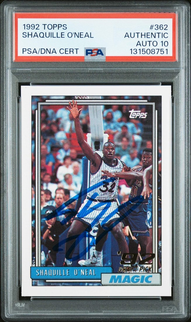 PSA 10 Auto Grade 1992-93 Topps Shaquille O'Neal Rookie Card #362 (1 of 2)