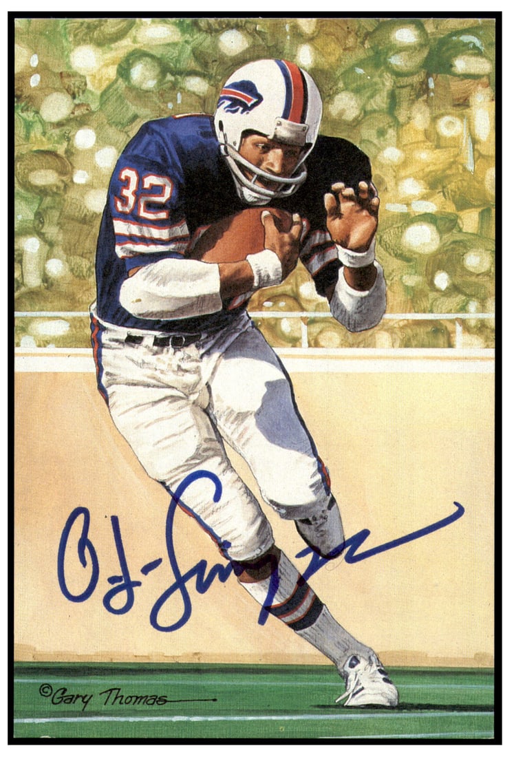 O.J. Simpson Autographed Goal Line Art Card BAS Buffalo Bills (1 of 3)