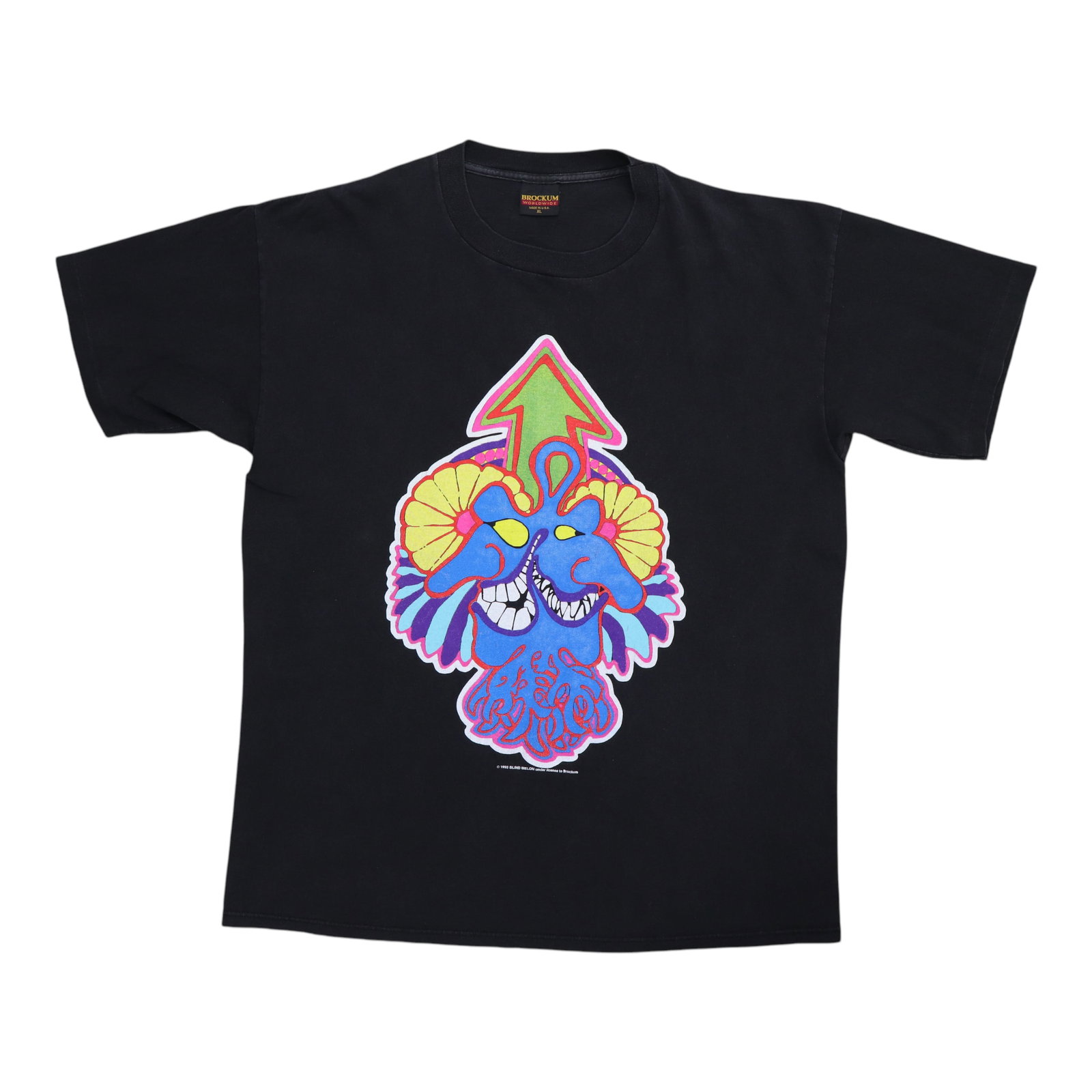 Vintage 1993 Blind Melon Black Cotton Band T-Shirt Size XL: Vintage 1993 Blind Melon Black Cotton Band T-Shirt Size XL This is an original vintage 1993 Blind Melon shirt featuring both front and back graphics. Made from 100% cotton, the shirt comes in black an