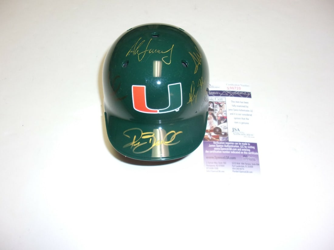 Ryan Braun Alex Cora Greg Vaughn Signed Mini Helmet JSA COA: Ryan Braun Alex Cora Greg Vaughn Signed Mini Helmet JSA COA This is a signed mini helmet featuring the autographs of Ryan Braun, Alex Cora, Greg Vaughn, and three other Miami Hurricanes players. The h
