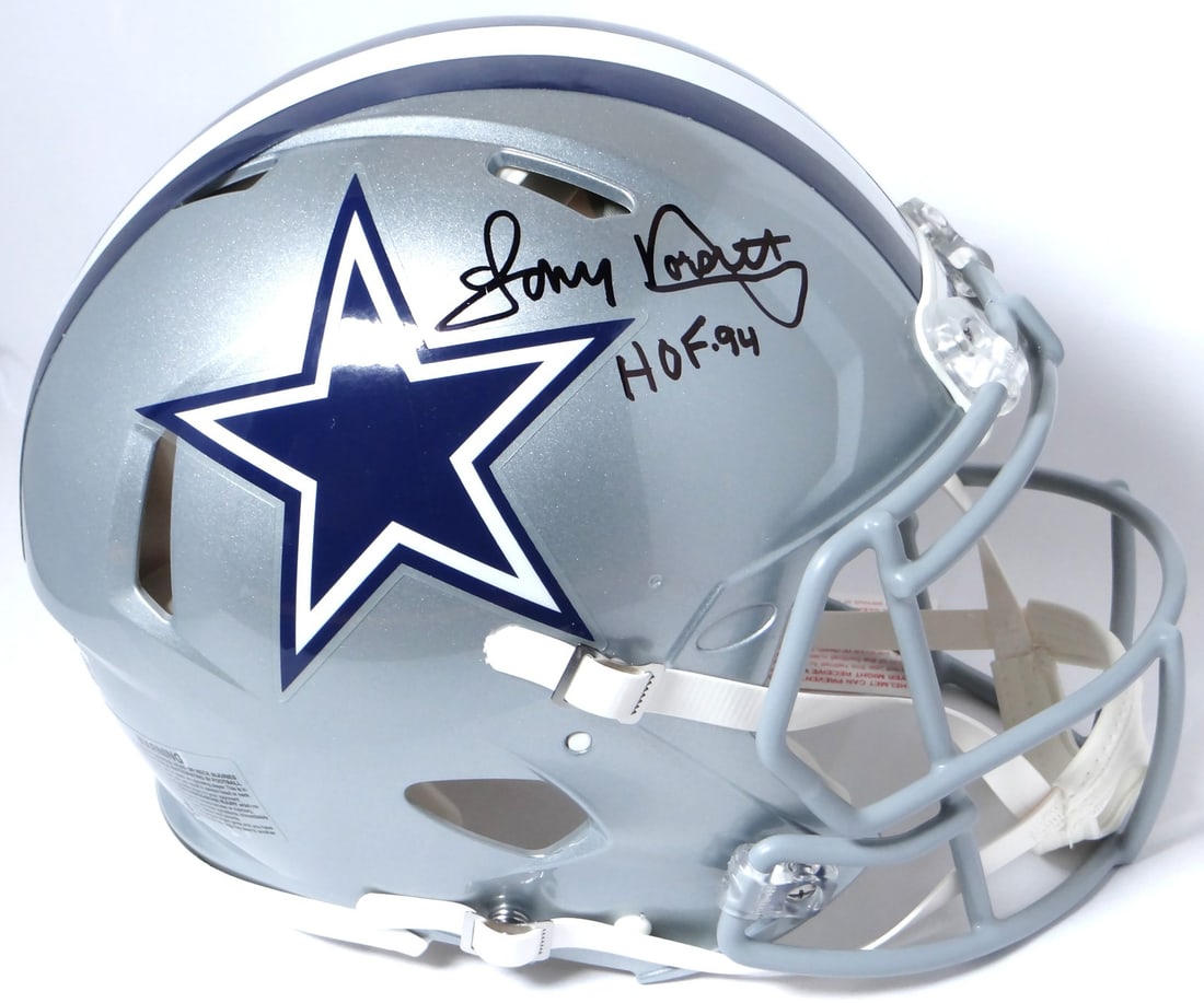 Tony Dorsett Signed Dallas Cowboys Full Size Helmet Beckett Holo: Tony Dorsett Signed Dallas Cowboys Full Size Helmet Beckett Holo This is an authentic full-size Dallas Cowboys helmet autographed by legendary player Tony Dorsett. The helmet is certified as original