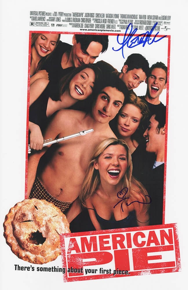 Tara Reid Thomas Ian Nicholas Signed American Pie 11x17 Poster with COA: Tara Reid Thomas Ian Nicholas Signed American Pie 11x17 Poster with COA This is an original 11x17 movie poster for the iconic film "American Pie," featuring the dual autographs of stars Tara Reid and