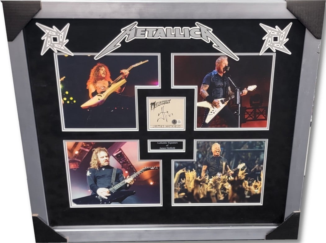 James Hetfield Autographed Framed Cut Metallica Beckett Authenticated (1 of 3)