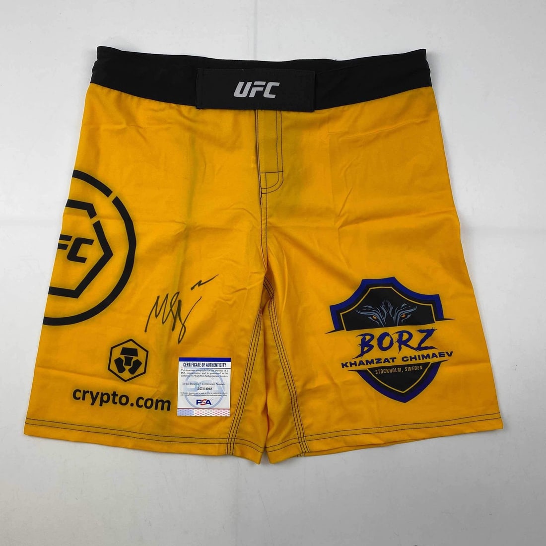 Khamzat Chimaev Autographed UFC Yellow Trunks PSA/DNA COA (1 of 2)