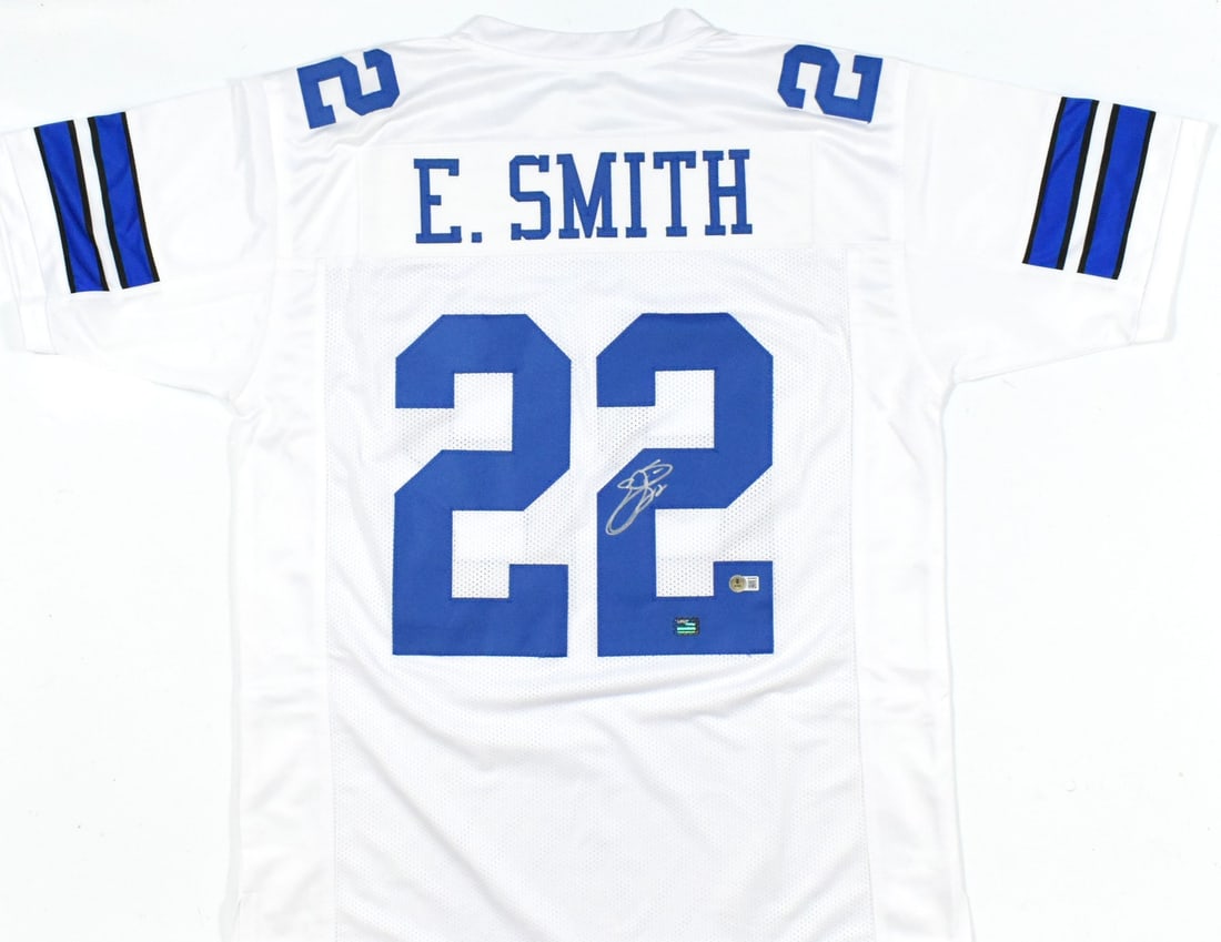 Emmitt Smith Autographed Dallas Cowboys White Jersey Beckett Authenticated (1 of 3)