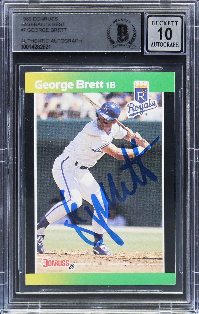George Brett Signed 1989 Donruss Baseball's Best #7 Card Gem Mint 10 BAS (1 of 2)