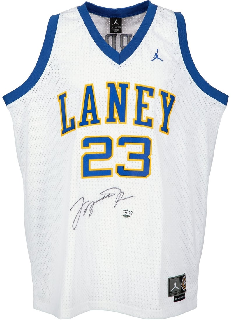 Michael Jordan Signed Laney High School Jersey 77/123 UDA COA: Michael Jordan Signed Laney High School Jersey 77/123 UDA COA This is a rare Michael Jordan Signed 1980 Laney High School Jersey, authenticated by Upper Deck. It features a hand-numbered edition of 77