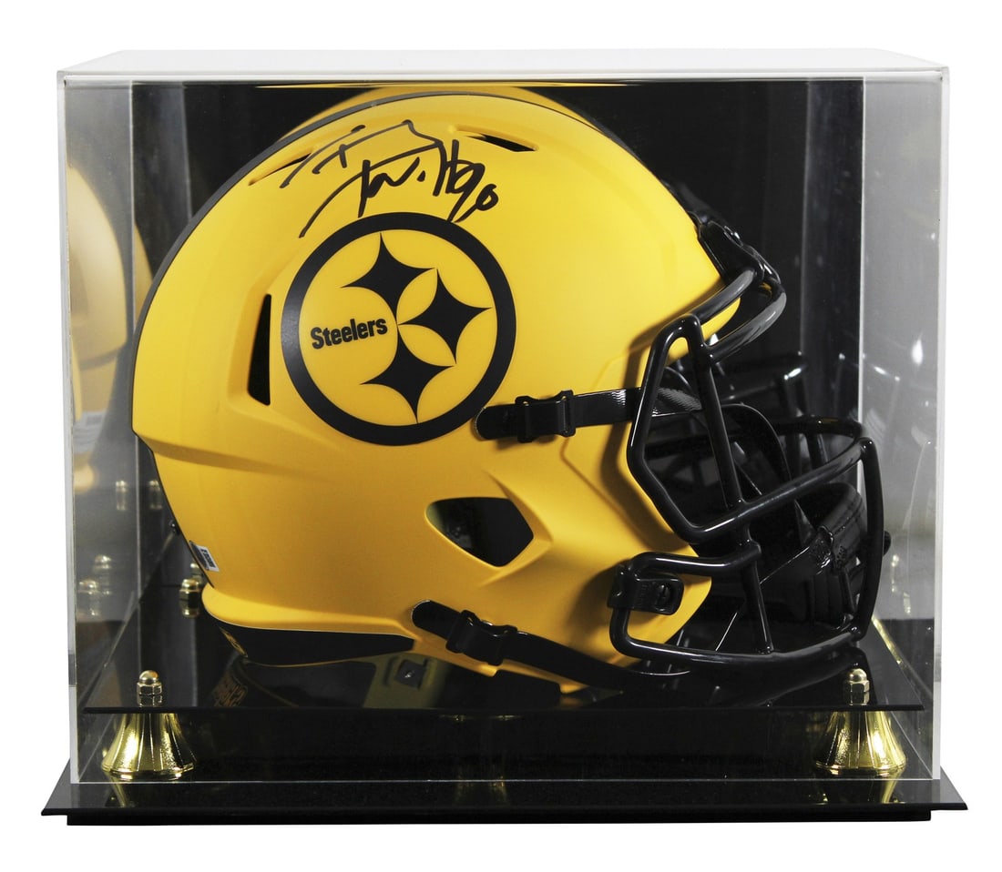 T.J. Watt Autographed Steelers Rave Full Size Helmet with Beckett Authentication: T.J. Watt Autographed Steelers Rave Full Size Helmet with Beckett Authentication This authentic Pittsburgh Steelers T.J. Watt autographed Rave full-size speed replica helmet is a must-have for any fan